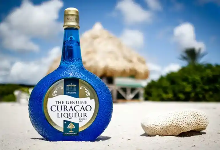 Blue Curacao bottle landscape